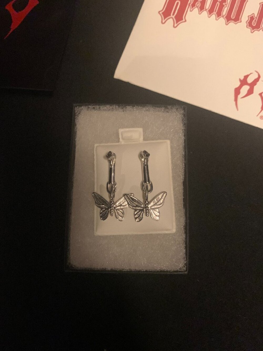 Hard Jewelry Butterfly Dangle Earrings .925 Sterling Silver